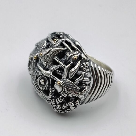 Samuel B Behnam Sterling Silver 925 18K Gold Sea Creatures Cocktail Ring Sz 7 - Picture 3 of 14